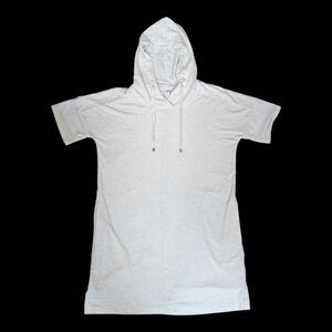 Cable & Gauge Tunic Light Medium White Ivory Soft Stretch Knit Hoodie w Pockets